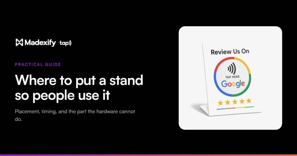 Where to put a review stand so people actually use it